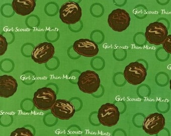 Girl Scout Fabric Thin Mint Robert Kaufman Out of Print Cookies Green Brown Fat QUarter Piece