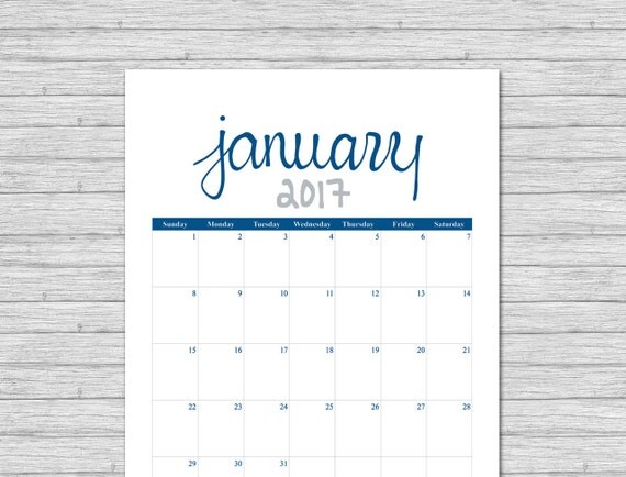 2017 Calendar, Printable Calendar, Lapis, Grey, Printable Monthly Calendar, Calendar Pages, Portrait Calendar, Calender, Instant Download