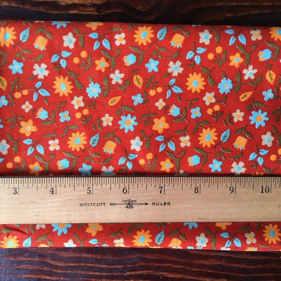 Vintage Orange Floral Fabric. 1/2 yard from magpiemary on Etsy Studio