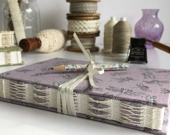 A6 Dragonfly Journal, Notebook, Diary, Sketchbook, Guest book, Handmade, Hand bound, Open spine