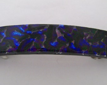 Large dichroic glass barrette. Glass hair clip. Barrette. Dichroic.