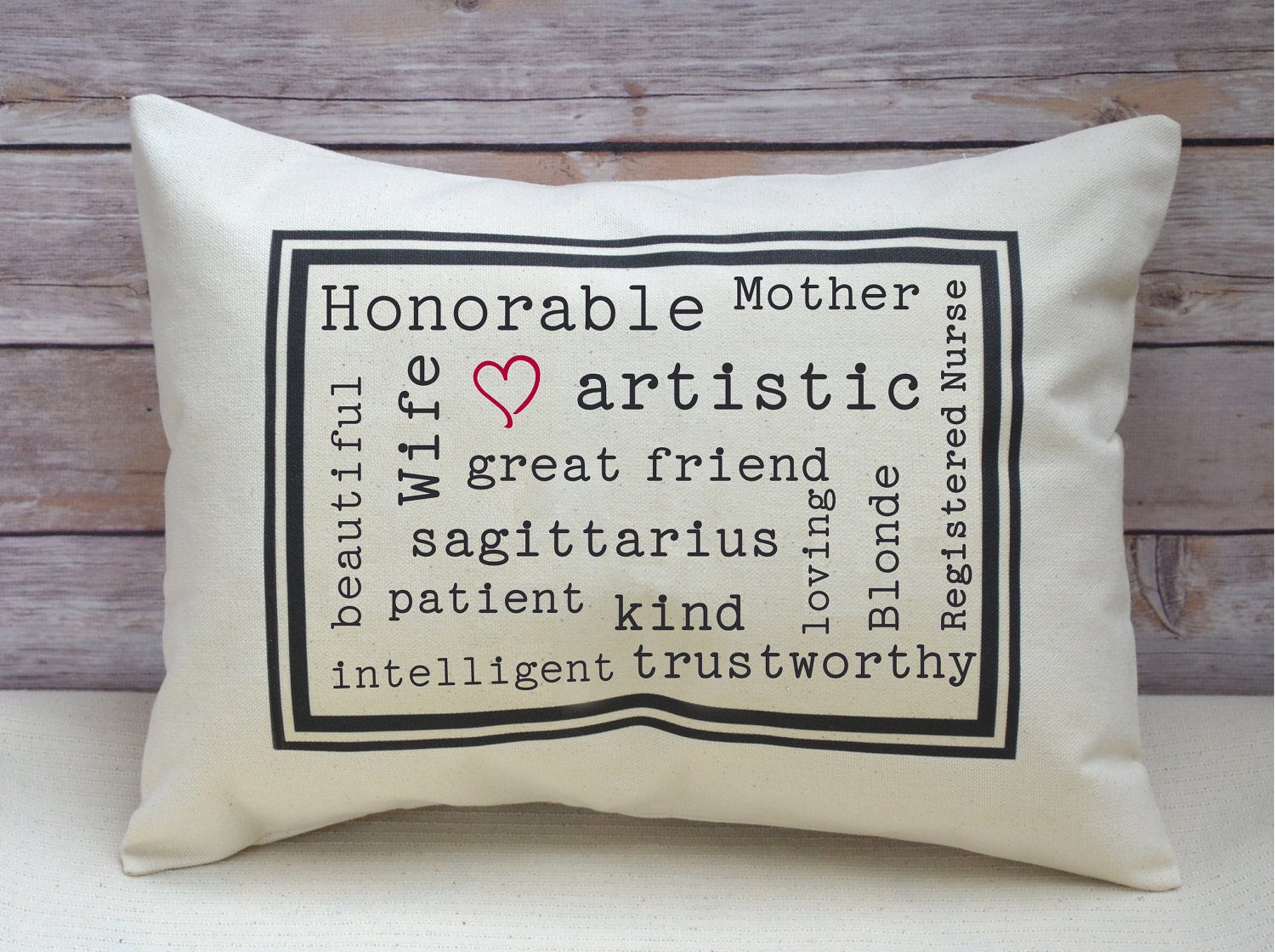 Personalized pillow Mother's Day gift adjective pillow