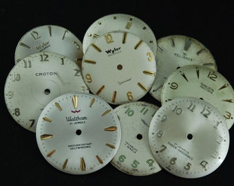 Vintage Antique Watch Dials Steampunk Faces Parts Altered Art Industrial O 64