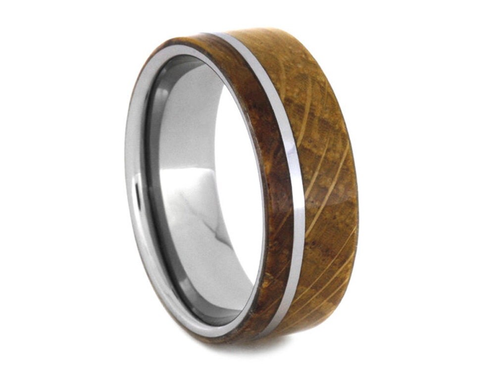 Whiskey Barrel Ring Mens Tungsten Wedding Band With Oak Wood