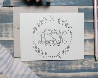 Rustic Laurel Personalized Monogram Stationary Set | Stationery Gift for Her | Christmas Gift | Stocking Stuffer