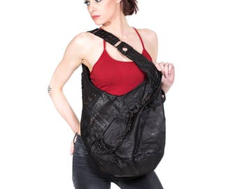 NINJA ASSASSIN Big Black Leather Hobo Bag