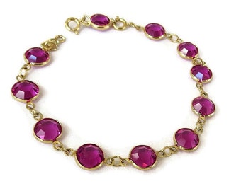 Swarovski Pink Crystals Bracelet Bezel Set Vintage