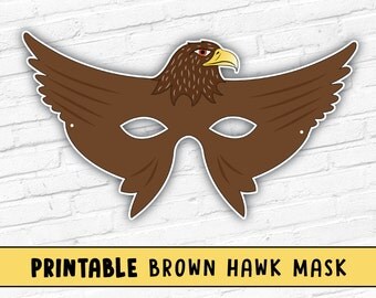 Hawk Mask | Kids Party Mask | Halloween Mask | Brown Bird Mask | Falcon Mask