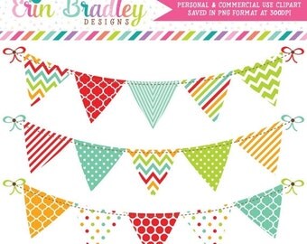 60% OFF SALE Bunting Banner Flag Clipart by ErinBradleyDesigns