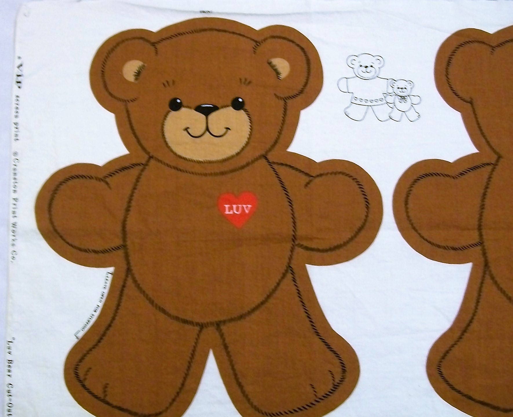 Teddy Bear Pattern, Cut Sew and Stuff Bear, Cranston Print Works, Luv