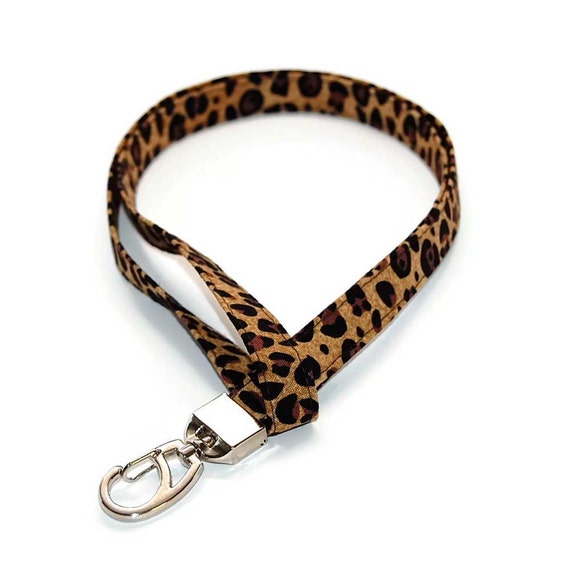 Animal Leopard Lanyard ID badge holder made w/ Fabric Name
