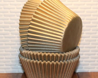 Jumbo Gold Sheen Heavy Duty Cupcake Liners (Qty 24); Jumbo Gold Cupcake Liners, Jumbo Gold Baking Cups, Jumbo Gold Muffin Cups