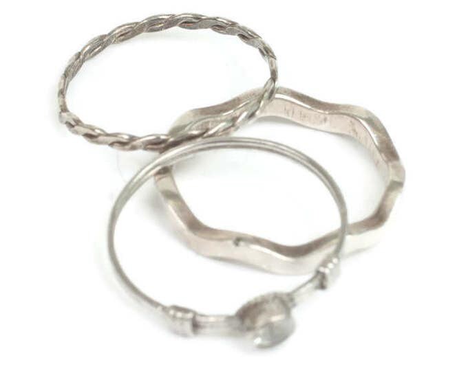 CIJ Sale Three Stacking Sterling Silver Rings Lot Skinny Rings Lot Vintage