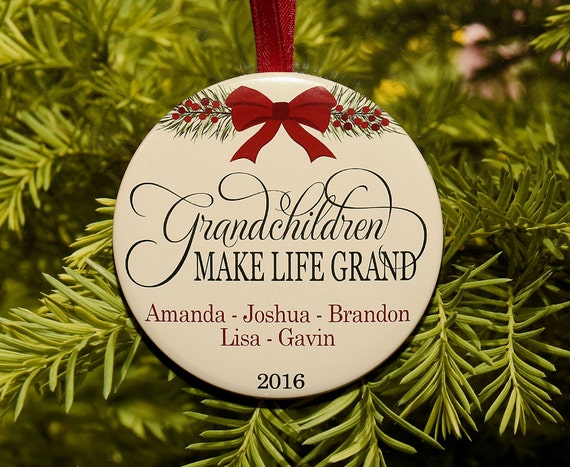 Grandchildren Make Life Grand Christmas Ornament customized