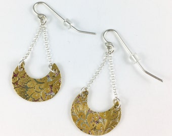 Brass Earrings, Indian Earrings, Indian Jewelry, Moon Earrings, Moon Charm, Upcycled, Wife Gift, Spoon Earrings, Brass Charm, Brass Jewelry