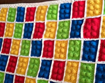 Crochet Lego Blanket - Digital Download - Crochet Blanket LEGO - LEGO Theme Crochet Blanket - Digital Pattern, Building Blocks, Lego Blanket