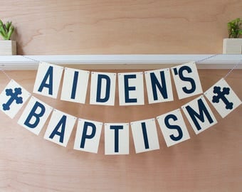Baptism Banner - Personalized Baptism Sign with Name - Custom Colors - Baptism Photo Prop