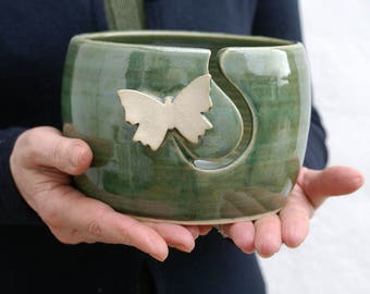 Made to Order - The butterfly yarn bowl, hand thrown custom pottery yarn bowl