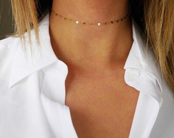Thin Gold Choker | Gold Choker Necklace | 14kt Gold Filled