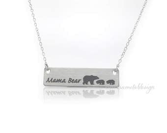 Bar Necklace Mama Bear Necklace Gifts for Mom Gifts Valentine's Day Gift For Wife Gift Jewelry Wife Mother's Day Birthday Remembrance Option