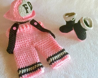 Baby Girl Clothes - Baby Firefighter - Firefighter Gift - Firefighter Baby - Firefighter Baby Girl - Baby Girl Firefighter - Bunker Gear