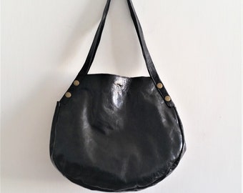 Leather tote - Every day bag - Women bag- BLACK