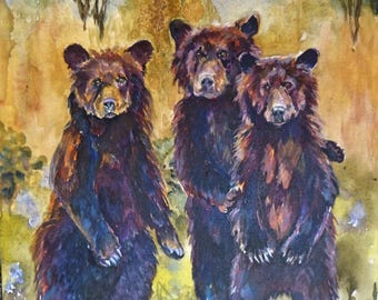 3 Bears Art Print by Maure Bausch