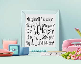 I love you in ASL, Deaf culture, digital file: svg, png, jpg, pdf
