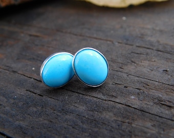 Sleeping Beauty Turquoise and Silver Stud Earring