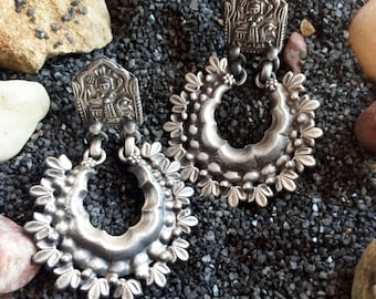 Tribal Sterling Silver Earring-Antique earrings-.925 Silver earrings,Ethnic jewelry,Aztec jewelry-handmade OOAK Earrings by Taneesi