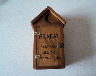 Vintage Outhouse Novelty Ashtray. Be Neat Rest Your Butt on the Seat.