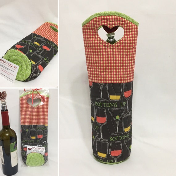 Wine Glasses Wine Bag Wine Gift Bag Wine Tote Bottoms Up
