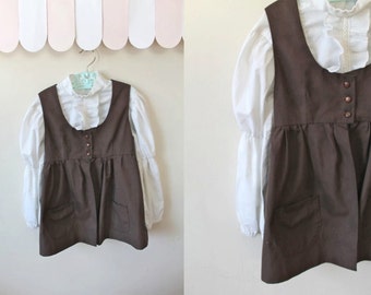 vintage 1960s toddler dress set - MILK & CHOCOLATE blouse and dress / 5T-6x