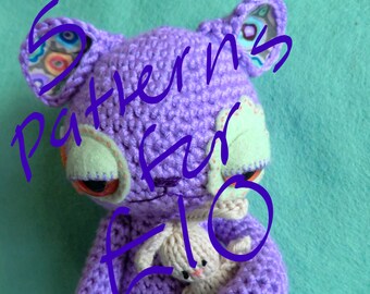 Any 5 of my amigurumi pdf crochet patterns