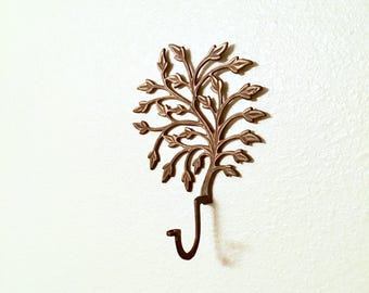 Tree of life brass wall hook // wall mount hanger // leaf home decor
