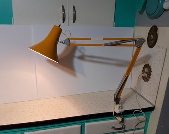 Vintage Bright Yellow Task Lamp Clamp On Luxo Style Tension Task Lamp Industrial/ Artist/ Drafting Lamp