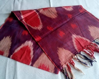 Uzbek handwoven cotton ikat scarf. SC020