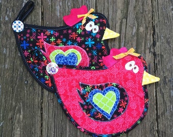chicken, hen, rooster, bird, hot pad, pot holder, funny, kitchen, baking, cooking