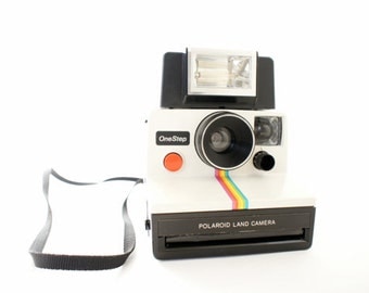 Polaroid Camera SX-70 Rainbow OneStep and Electronic Flash - Film Tested Working