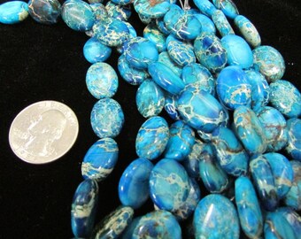 AquaTerra Jasper Oval Beads on 8-inch strand