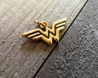 Wonder Woman Charm DC Comics Charm Antiqued Gold Charm Super Hero Charm Licensed