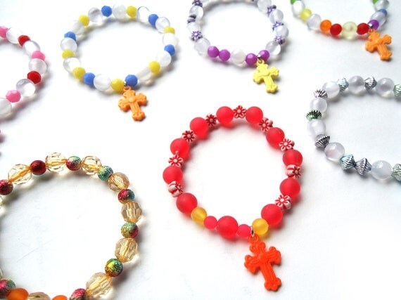 Colourful Children Rosary Bracelet Personalized with Initial