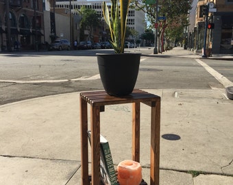 Slatted Wood Plant Stand/End Table