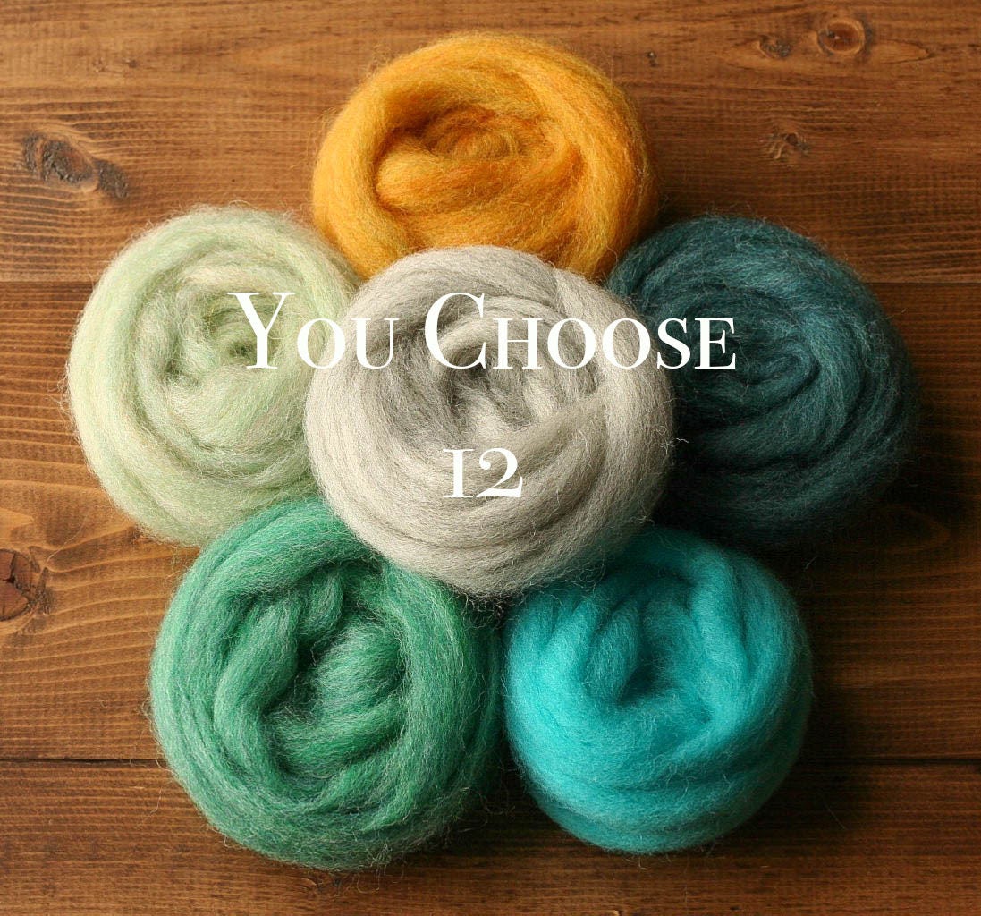 Needle Felting Wool Roving Assortment YOU CHOOSE 12