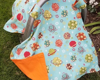 Gift Set - Baby Car Seat Cover Planets - Outer space