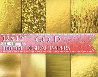 50% OFF SALE Gold Foil Digital Paper, Gold Foil Textures, Glitter digital paper, Backgrounds Scrapbook Paper, Personal & Commercial use
