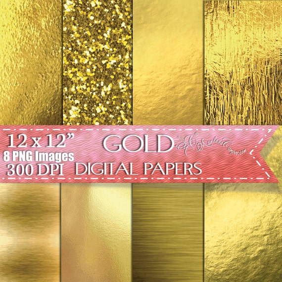 50% OFF SALE Gold Foil Digital Paper Gold Foil Textures