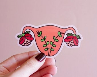 Feminist Uterus Sticker Blooming Uterus- Illustrated Women's Rights Reproductive Rights Weatherproof Decal Bumper Sticker