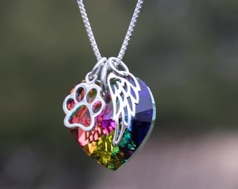 Rainbow bridge pet loss necklace - Pet Loss- Pet Loss Gift - pet memorial - pet loss jewelry - memorial gift - Loss of Pet - Fur baby
