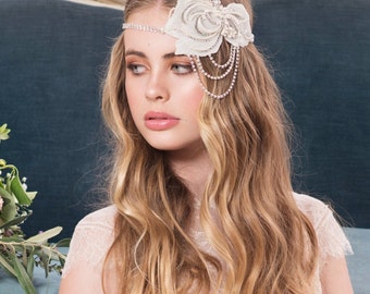 Vintage flapper headband, gatsby browband, gatsby foreband, gatsby halo, flapper foreband, flapper pearl headband, vintage gatsby headband